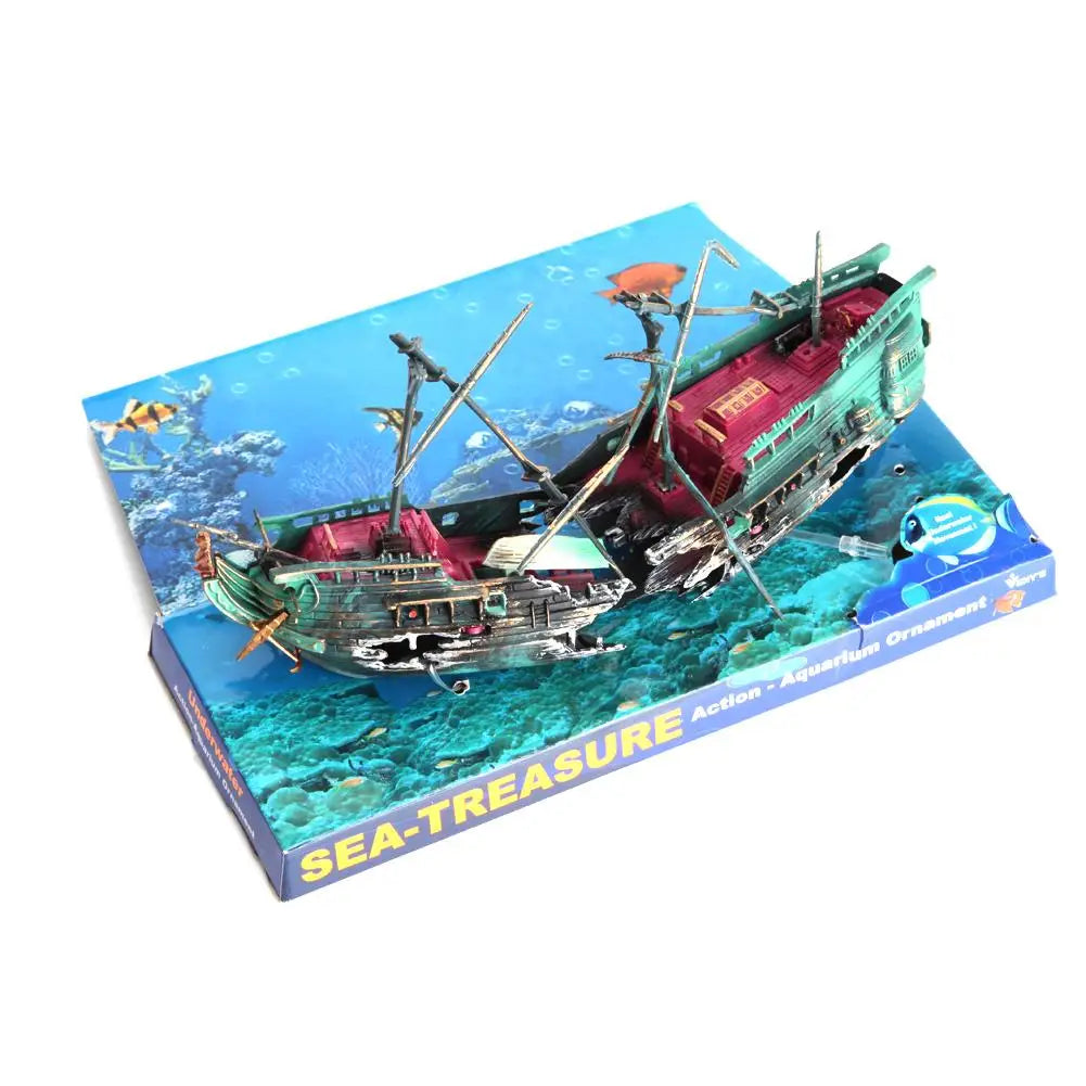 Fish Tank Ship Wreck & Divers Decor