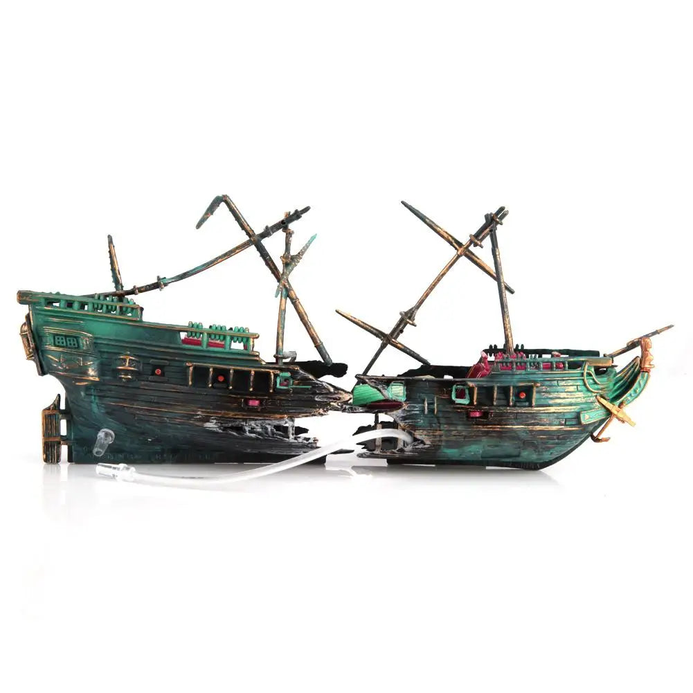 Fish Tank Ship Wreck & Divers Decor