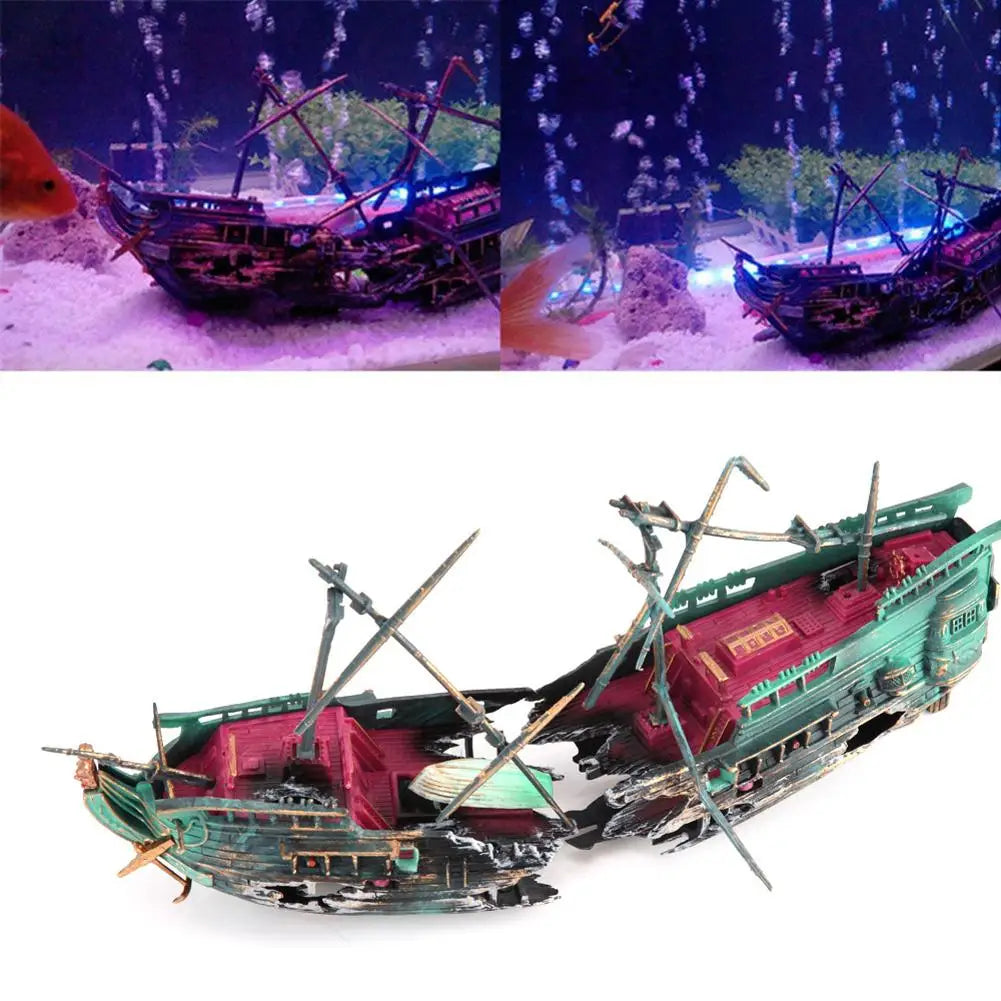 Fish Tank Ship Wreck & Divers Decor