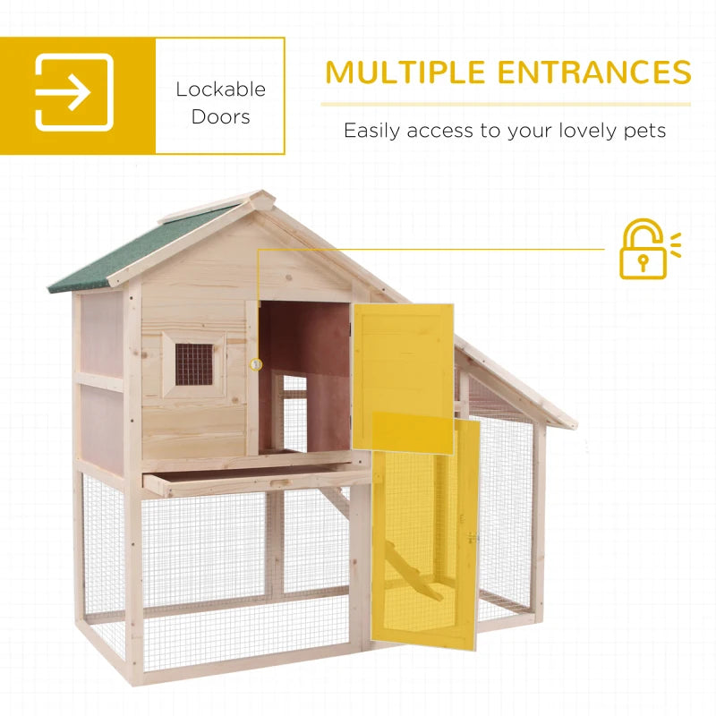 2 Tier Wood Rabbit Hutch Removable Tray Ramp