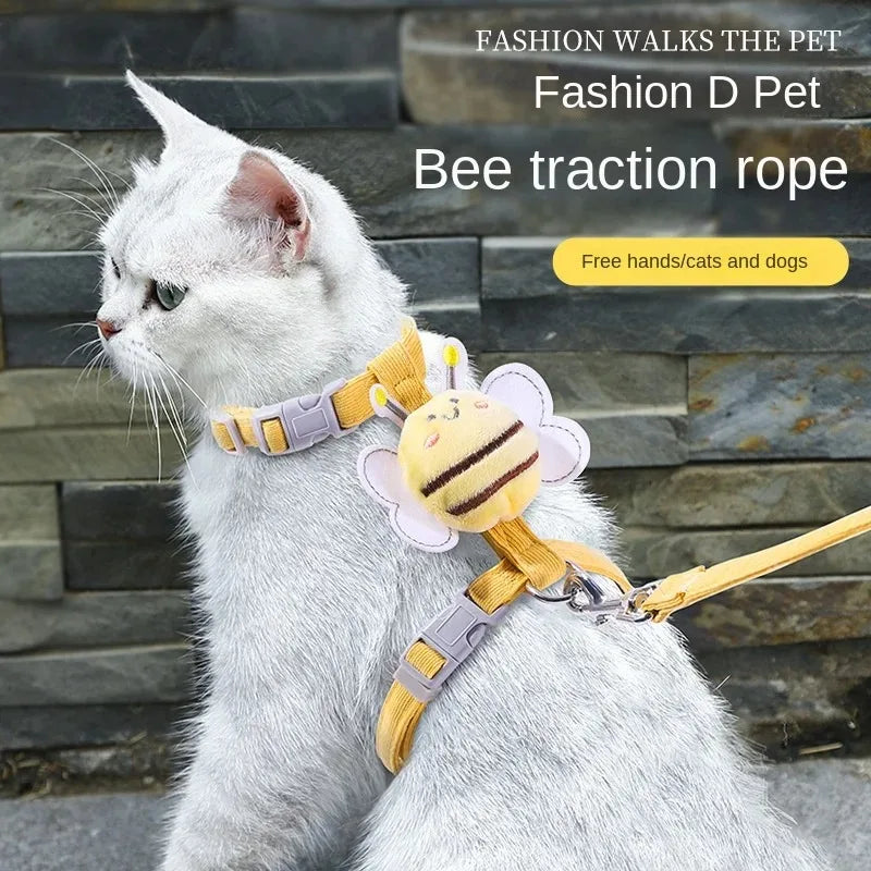 Cat Dog Pastel Bee Harness Leash