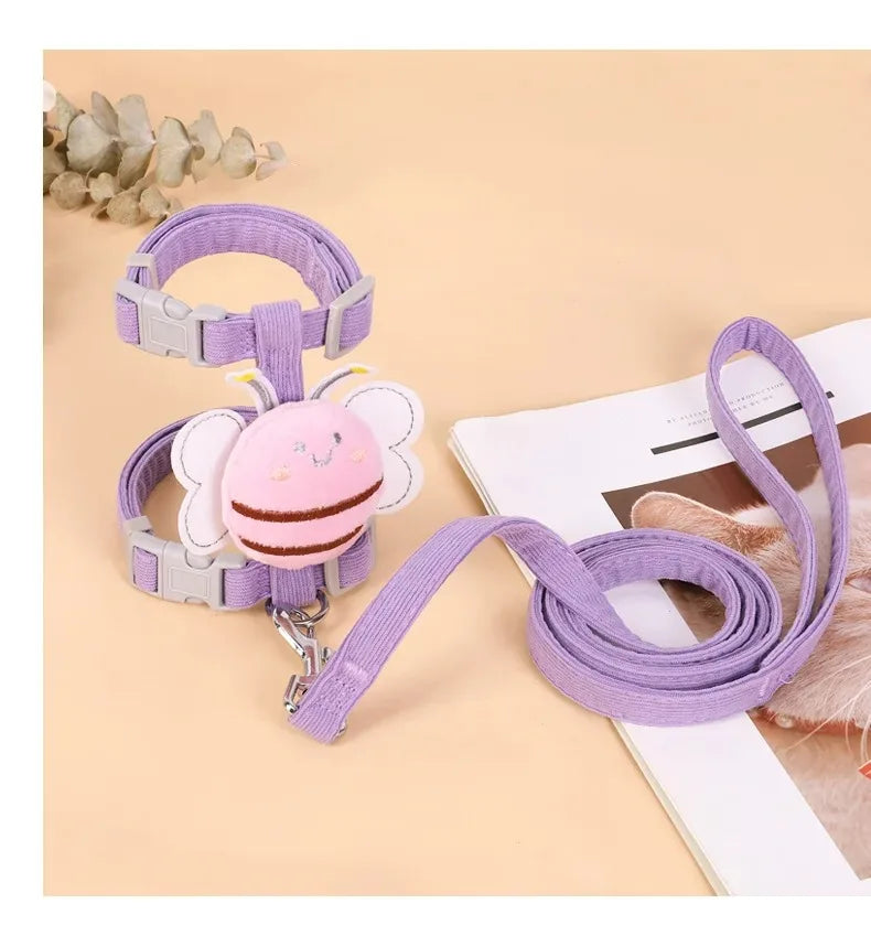 Cat Dog Pastel Bee Harness Leash