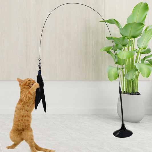 Kitten Teaser Suction Cup With Removable Feathers