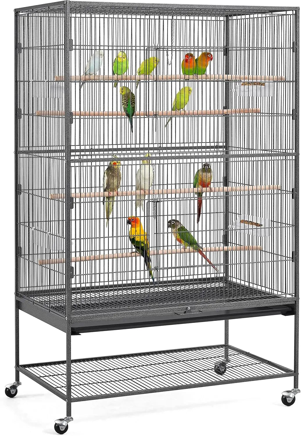 60.5inch Extra Large Bird Cage Metal Parrot Cage Flight Cage for Cockatiels African Grey Quaker Green Cheek Sun Conure Medium
60.5 Inch Extra Large Bird Cage Metal