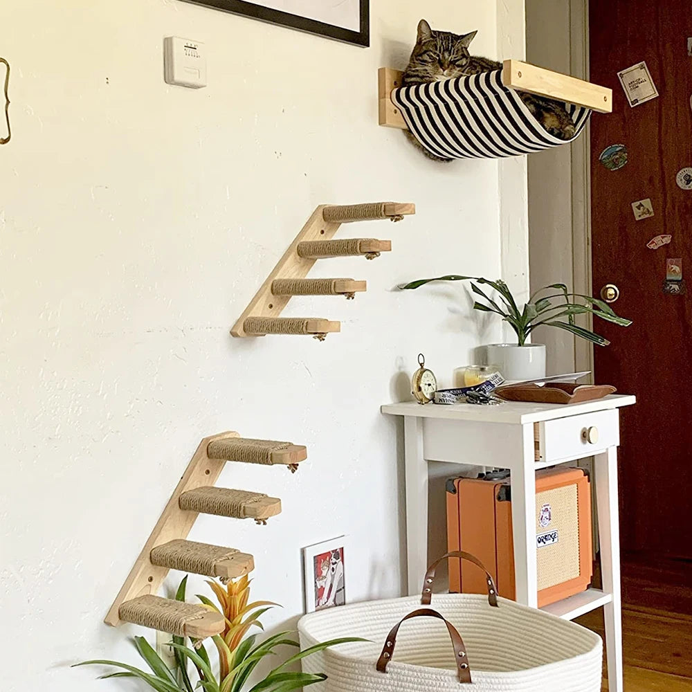 Cat Climbing Shelf Wall Mounted Four Step Stairway With Sisal