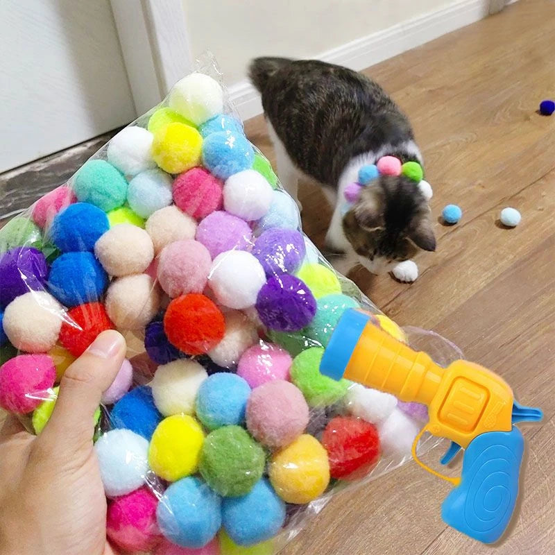 Cat Toy Gun Shoots Plush Balls