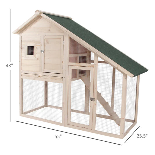 2 Tier Wood Rabbit Hutch Removable Tray Ramp