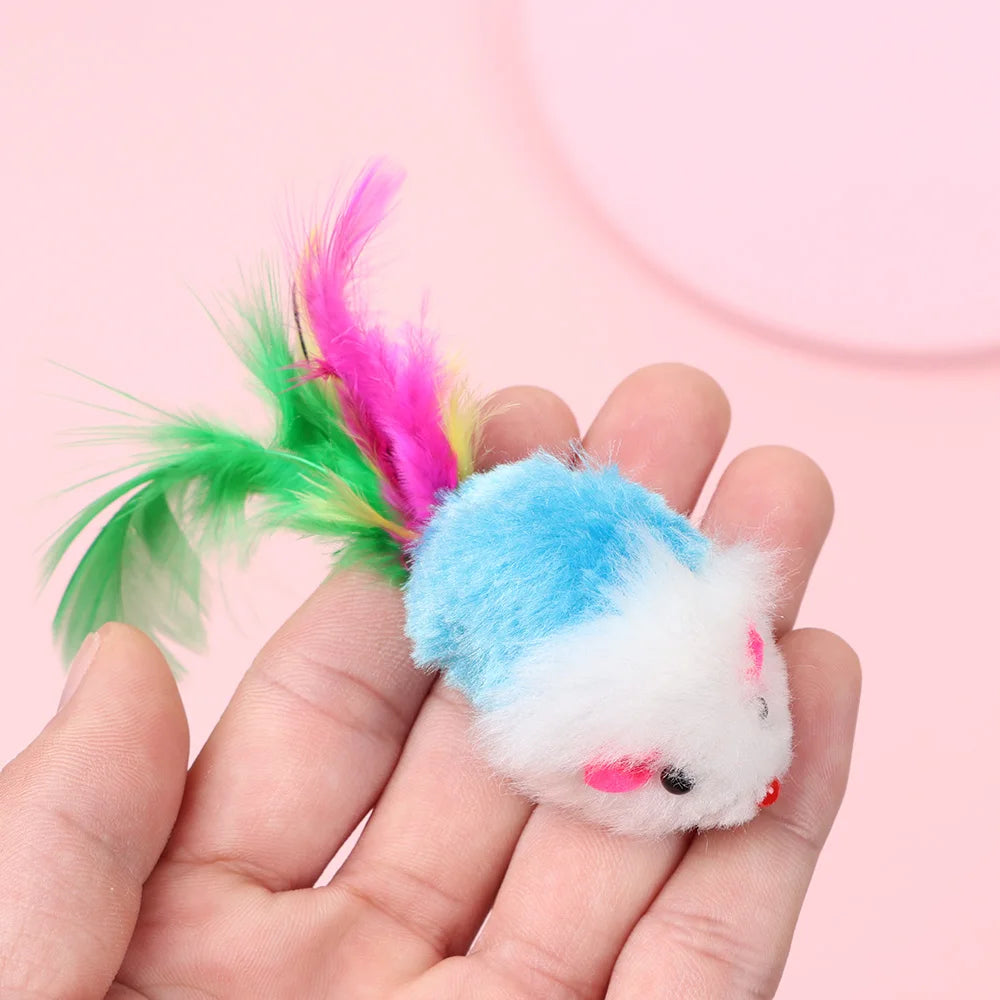 Cat Rattle Mouse Catnip Feather Tail