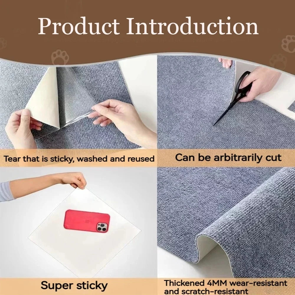 Cat Scratching Mat DIY Self-Adhesive Trimmable Carpet Cat Scratching Post Carpet for Anti-scratching Sofa Furniture Protection