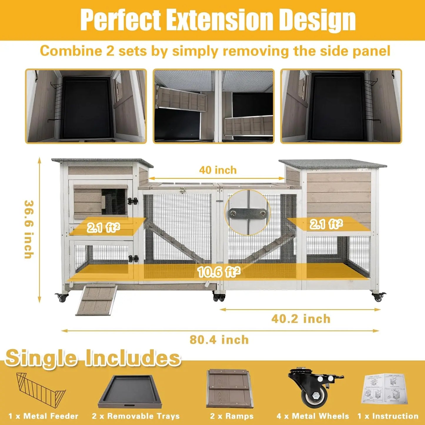 In/Outdoor Rabbit Hutch 2 Colors 2 Styles 2 Floors