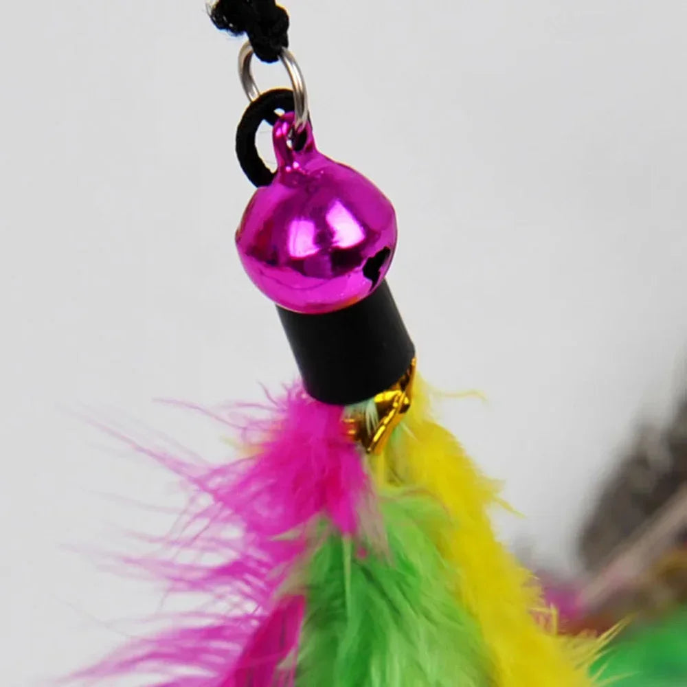 Cat Toy Teaser On Rod With String Feather Bell