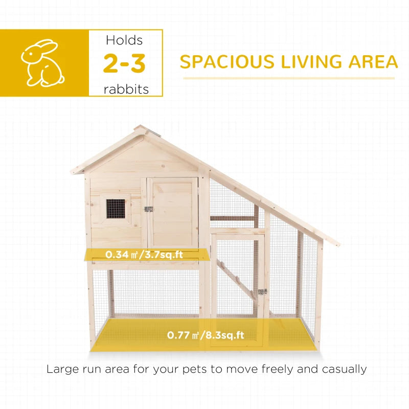 2 Tier Wood Rabbit Hutch Removable Tray Ramp