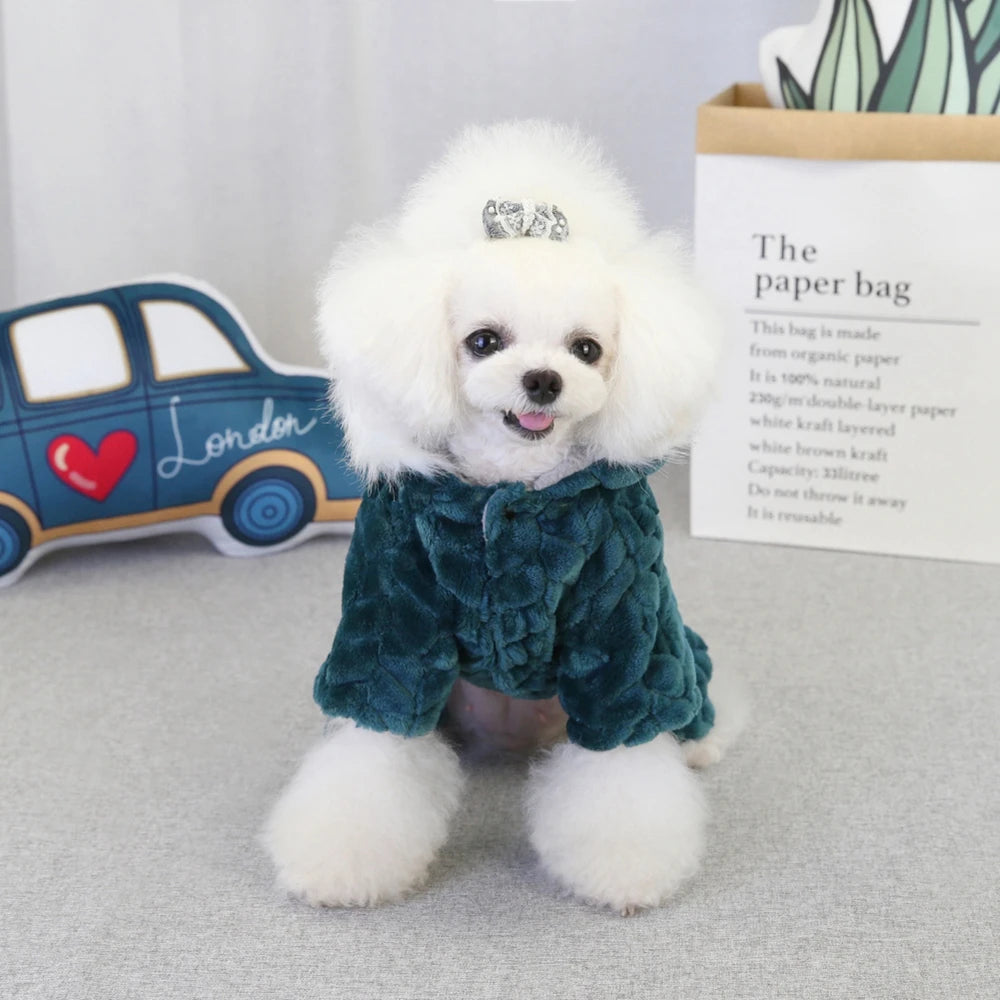 Winter Dog Jacket Hoodie Covers Legs S-2XL