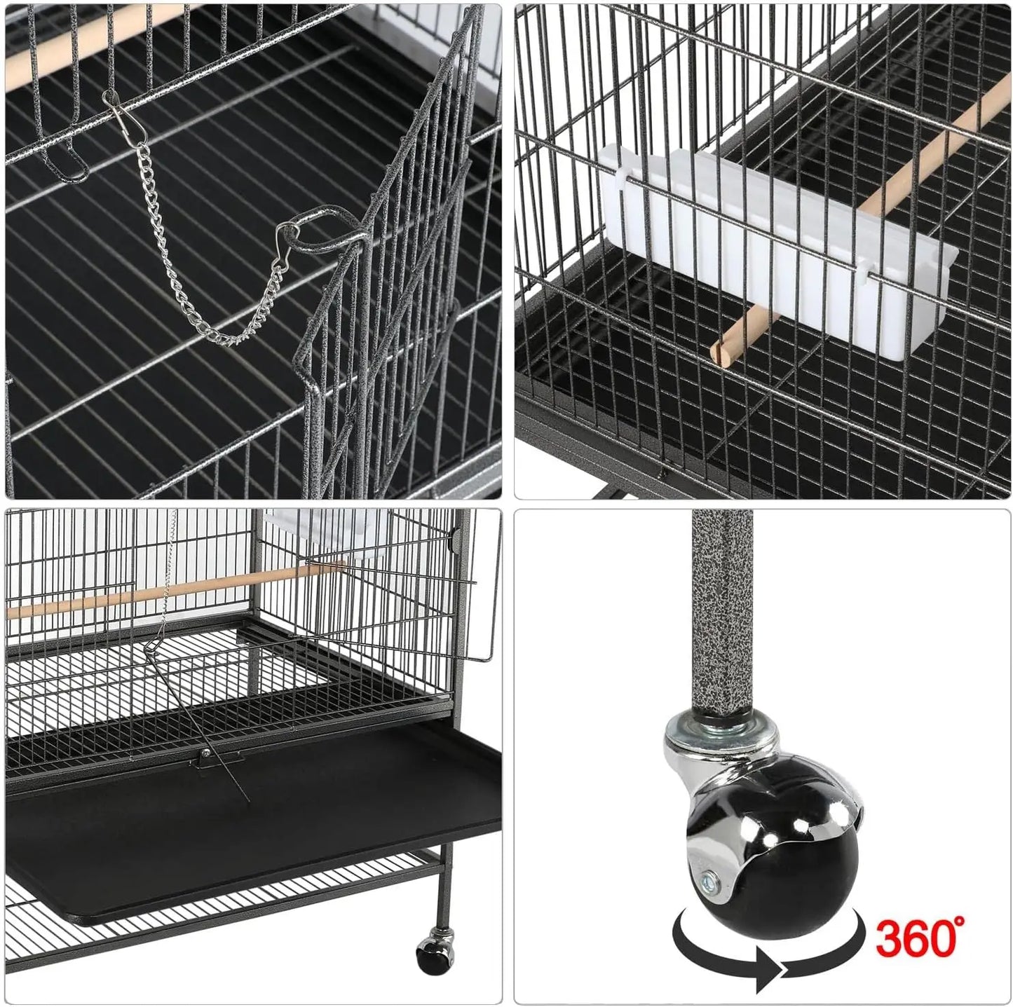 60.5inch Extra Large Bird Cage Metal Parrot Cage Flight Cage for Cockatiels African Grey Quaker Green Cheek Sun Conure Medium
60.5 Inch Extra Large Bird Cage Metal