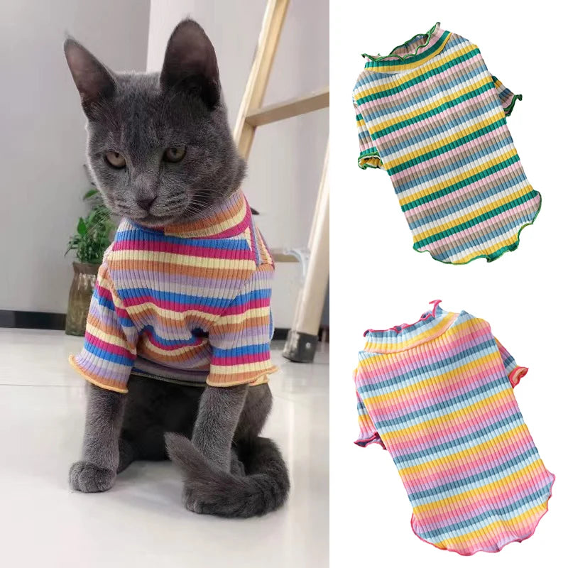 Cat Puppy Striped Shirt