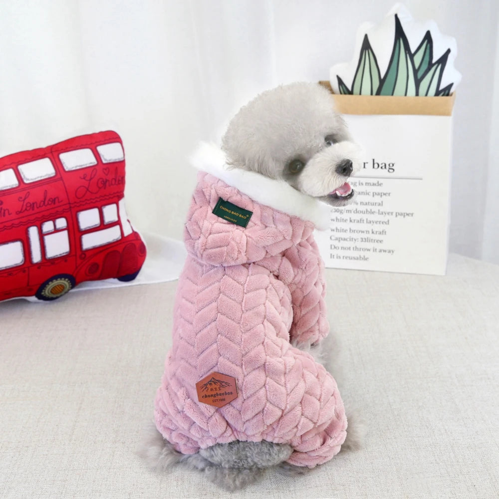 Winter Dog Jacket Hoodie Covers Legs S-2XL