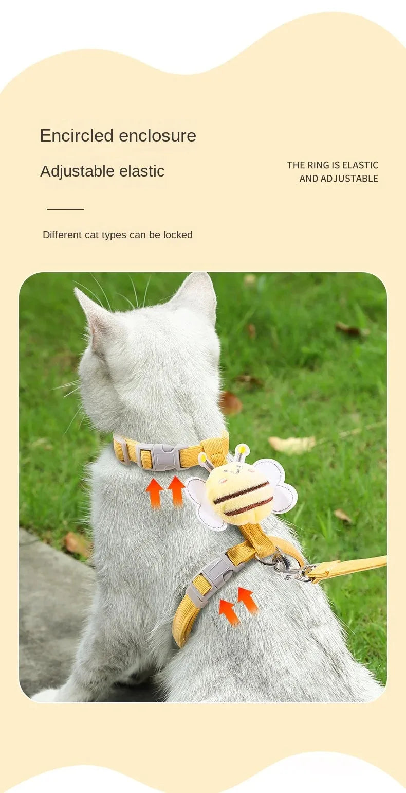 Cat Dog Pastel Bee Harness Leash