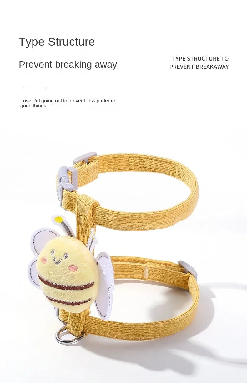 Cat Dog Pastel Bee Harness Leash