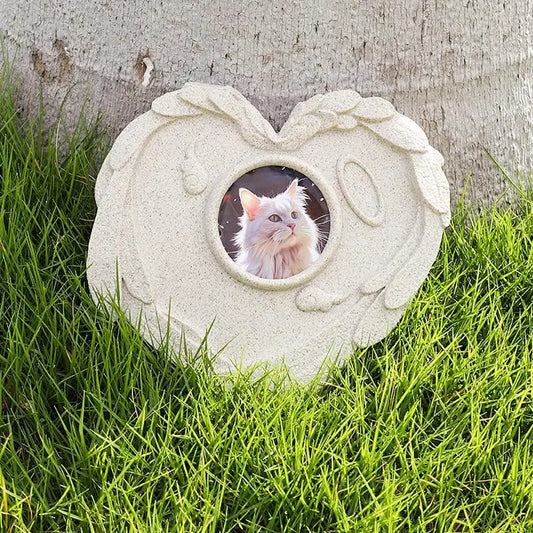 Pet Memorial Stones Engraved Gravestone Resin Dog Grave Stone With Photo Frame For Lost Loved Pet Dog Cat