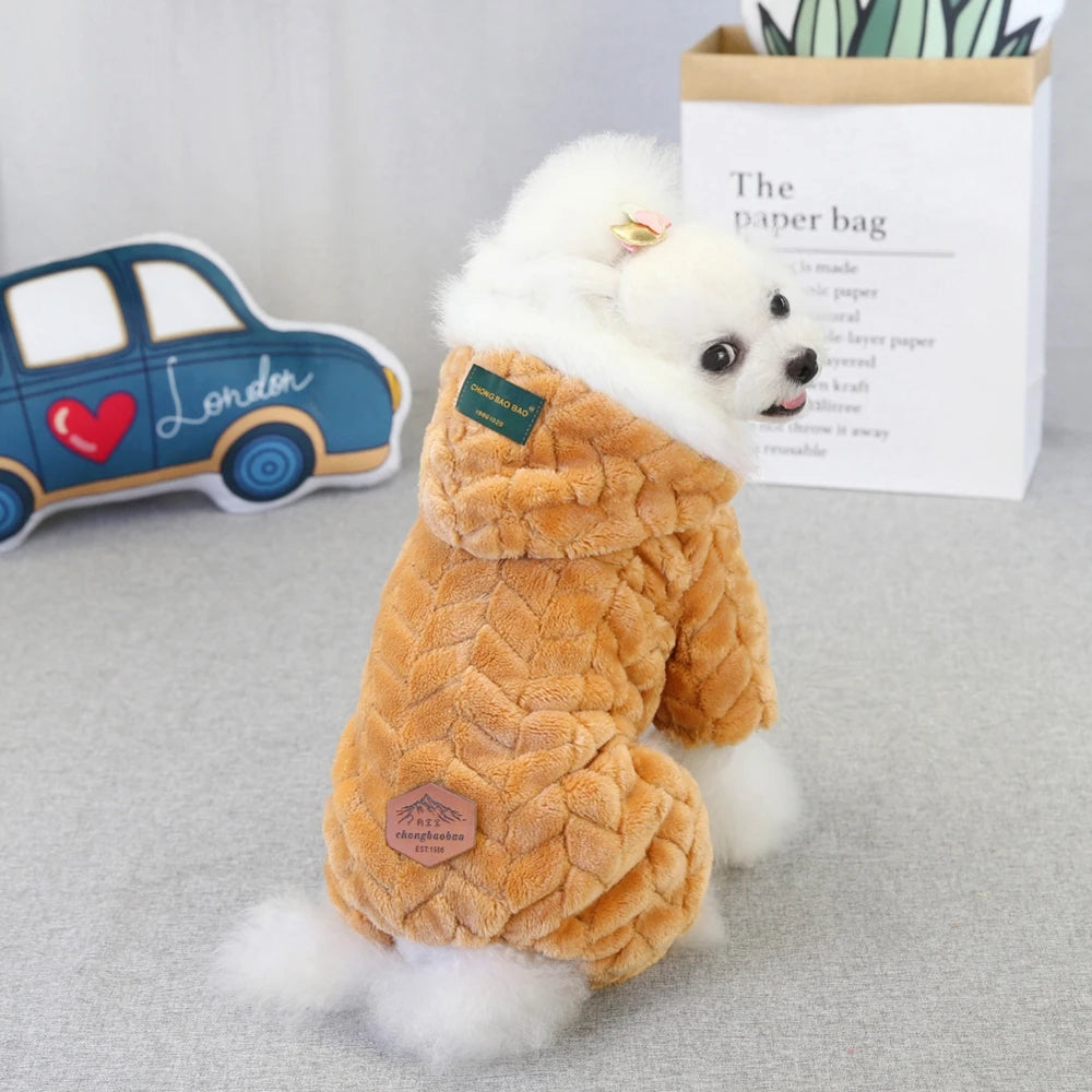 Winter Dog Jacket Hoodie Covers Legs S-2XL