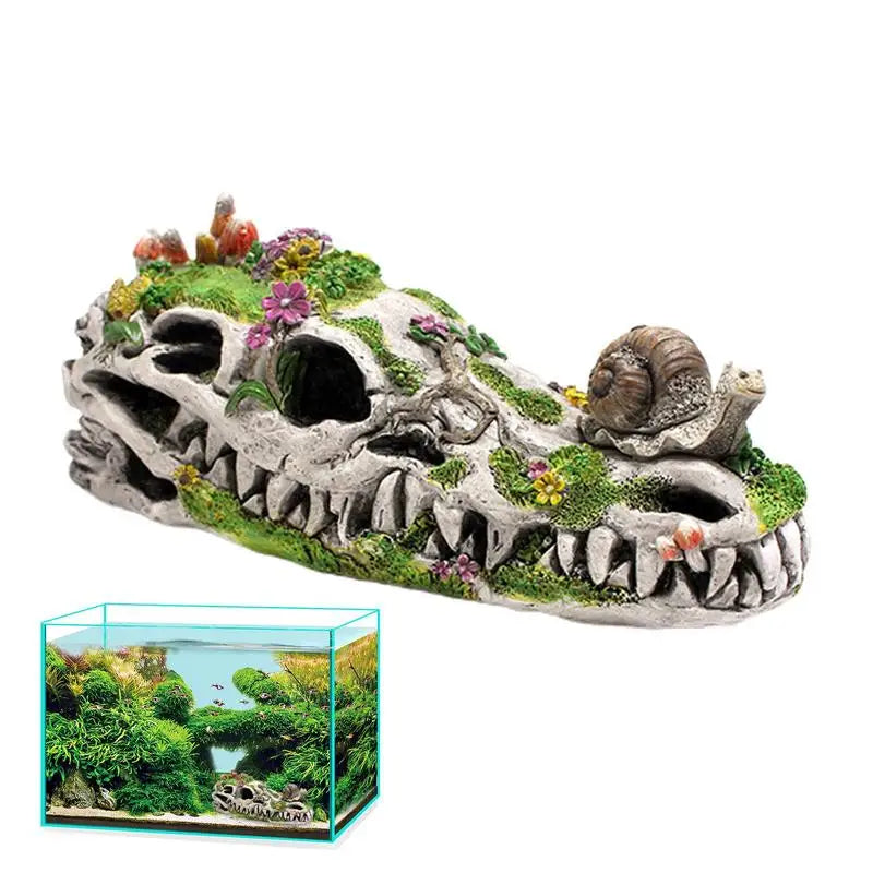 Gator Skull Fish Tank Decor Aquarium